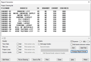 Drawing Lists Report Generator